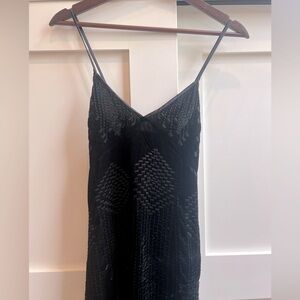 urban outfitters black velvet embroidered slip dress sexy